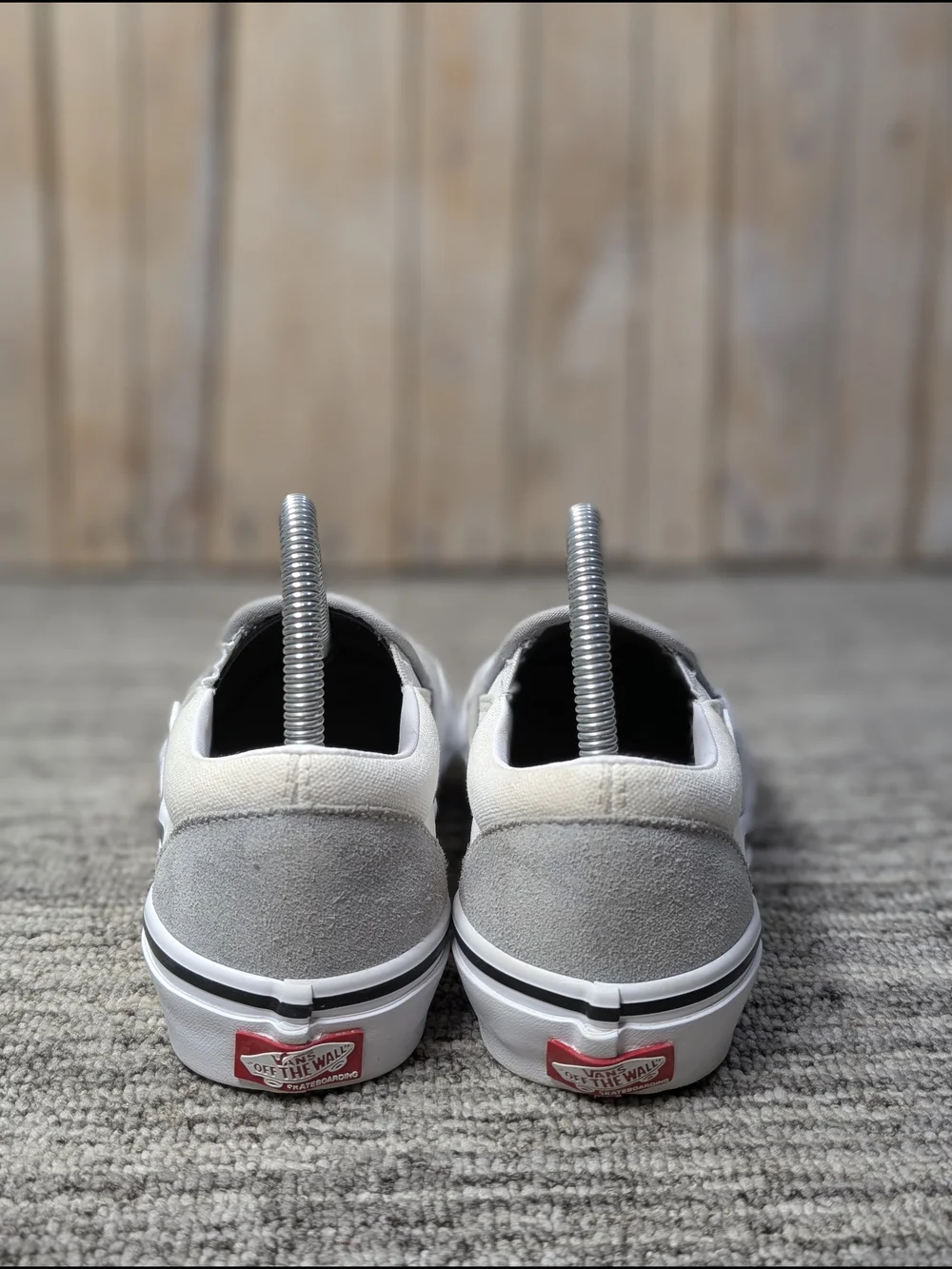 Vans Slip-Ons - Gray Suede & Ivory Canvas - Size 5.5Men/Youth/7 Women